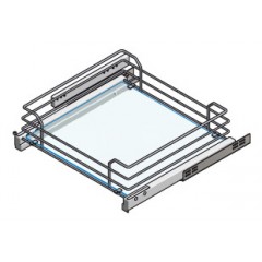 CESTELLO CASSETTO CON FONDO IN CRISTALLO INOXA 40X50