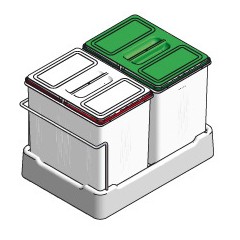 PATTUMIERA ESTRAIBILE 2 SECCHI CON COPERCHI SINGOLI INOXA 97DE/1