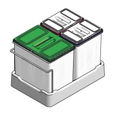 PATTUMIERA ESTRAIBILE 3 SECCHI CON COPERCHI SINGOLI INOXA 97DE/2