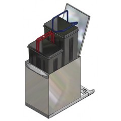 PATTUMIERA IN ACCIAIO ESTRAZIONE FRONT. 2 SECCHI INOXA 97XP/2