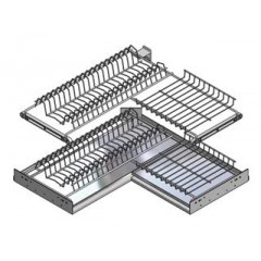 SCOLAPIATTI AD ANGOLO COMPLETO DI TELAIO E VASCHETTE INOXA 65X65