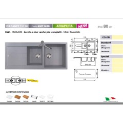 LAVELLO PLADOS 2 VASCHE 116X50 ULTRAMETAL COLORI SPECIALI ELEGANCE 116.20