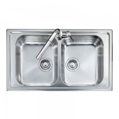 LAVELLO 2 VASCHE DA INCASSO PLADOS IN ACCIAIO INOX OLYMPUS CO08620 SATINATO