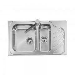 LAVELLO 2 VASCHE DA INCASSO PLADOS IN ACCIAIO INOX VINTAGE VI08622 SATINATO