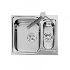 LAVELLO 2 VASCHE DA INCASSO PLADOS IN ACCIAIO INOX VINTAGE VI05812 SATINATO