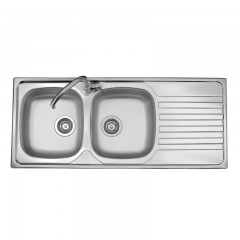 LAVELLO 2 VASCHE DA INCASSO PLADOS IN ACCIAIO INOX PREMIUM MO11621 SPAZZOLATO