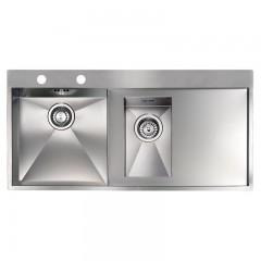 LAVELLO 2 VASCHE DA INCASSO PLADOS IN ACCIAIO INOX MAKI MK10022 SATINATO