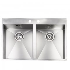 LAVELLO 2 VASCHE DA INCASSO PLADOS IN ACCIAIO INOX MAKI MK07620 SATINATO