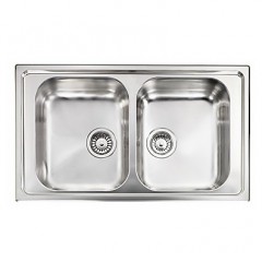 LAVELLO INOX CRISTAL 3" 86x50 2 VASCHE REVERSIBILE CM 010014 RCSSP