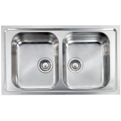 LAVELLO ACCIAIO MICRODECORO INOX COMO  3" 86x50 2 VASCHE REVERSIBILE CM 010174 RCSSP