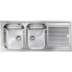 LAVELLO ACCIAIO INOX ANTIGRAFFIO ZENITH PLUS 3" 116x50 2 VASCHE A DESTRA CM 011267 DCSSP
