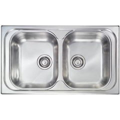 LAVELLO ACCIAIO INOX SATINATO ATLANTIC 3" 86x50 2 VASCHE CM 010544 XCSSX