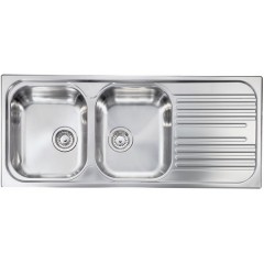 LAVELLO ACCIAIO INOX SATINATO ATLANTIC 3" 116x50 2 VASCHE A SINISTRA CM 010547 SCSSP