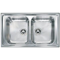 LAVELLO ACCIAIO INOX SATINATO BATTIGIA 3" 86X50 2 VASCHE CM 010744 XCSSP