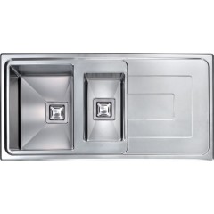 LAVELLO ACCIAIO INOX SATINATO VESTA 3" 100X50 2 VASCHE REVERSIBILE CM 010805 RCSSP