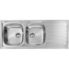 LAVELLO ACCIAIO INOX SPAZZOLATO NIHAL 3" 116X50 2 VASCHE A DESTRA CM 010847 DCSSX