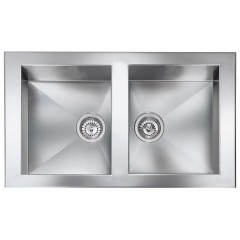 LAVELLO ACCIAIO INOX SATINATO PUNTO QUADRO 3" 86X50 2 VASCHE CM 010904 RCSSP