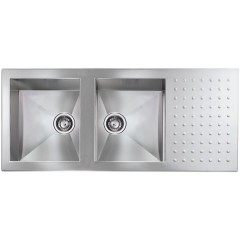 LAVELLO ACCIAIO INOX SATINATO PUNTO QUADRO 3" 116X50 2 VASCHE CM 010907 RCSSP