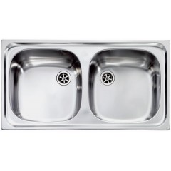 LAVELLO ACCIAIO INOX SATINATO AURORA 79X42 2 VASCHE CM 011012 XCSSX