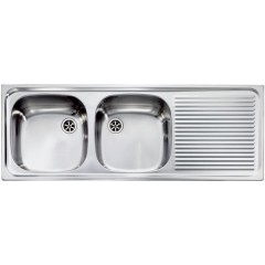 LAVELLO ACCIAIO INOX SATINATO AURORA 116X42 2 VASCHE A DESTRA CM 011017 DCSSX