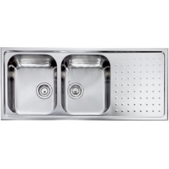 LAVELLO ACCIAIO INOX SATINATO PUNTO PLUS 3" 116X50 2 VASCHE A SINISTRA CM 011107 SCSSP