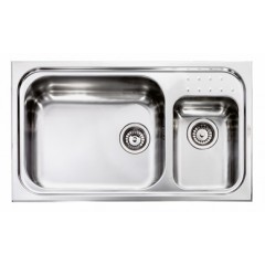 LAVELLO ACCIAIO INOX SATINATO PUNTO PLUS 3" 86X50 2 VASCHE A SINISTRA CM 011114 SCSSP