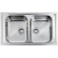 LAVELLO ACCIAIO INOX SATINATO FILOSLIM 3" 86X50 2 VASCHE CM 011204 XCSSP