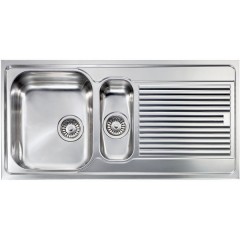 LAVELLO ACCIAIO INOX SATINATO FILOSLIM 3" 100X50 2 VASCHE A DESTRA CM 011205 DCSSP