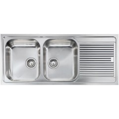 LAVELLO ACCIAIO INOX SATINATO FILOSLIM 3" 116X50 2 VASCHE A DESTRA CM 011207 DCSSP