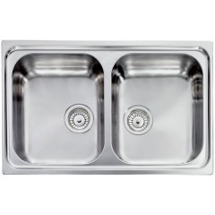 LAVELLO ACCIAIO INOX SATINATO ZENITH 210 3" 79X50 2 VASCHE CM 011222 XSCSSP