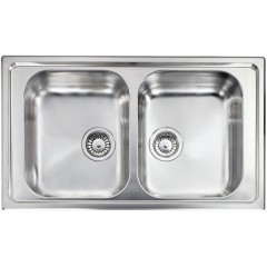 LAVELLO ACCIAIO INOX SATINATO ZENITH 210 3" 86X50 2 VASCHE CM 011224 XSCSSP
