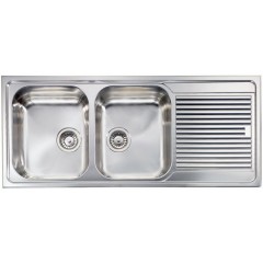 LAVELLO ACCIAIO INOX SATINATO ZENITH 210 3" 116X50 2 VASCHE A SINISTRA CM 011227 SCSSP