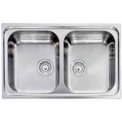 LAVELLO ACCIAIO INOX ANTIGRAFFIO ZENITH 3" 79X50 2 VASCHE CM 011292 XCSSX