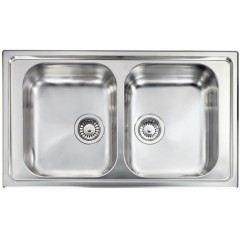 LAVELLO ACCIAIO INOX SATINATO ZENITH 3" 86X50 2 VASCHE CM 011244 XCSSX