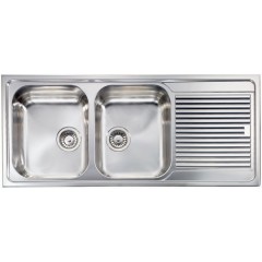 LAVELLO ACCIAIO INOX ANTIGRAFFIO ZENITH 3" 116X50 2 VASCHE A DESTRA CM 011297 DCSSX