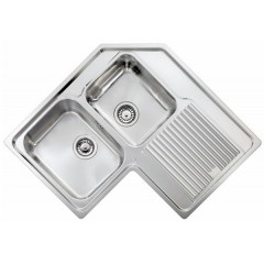 LAVELLO ACCIAIO INOX ANTIGRAFFIO ZENITH 3" ANGOLO 2 VASCHE A SINISTRA CM 011298 SCSSP