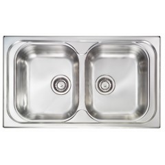LAVELLO ACCIAIO INOX ANTIGRAFFIO PIZZICA 3" 86X50 2 VASCHE CM 011394 XCSSX