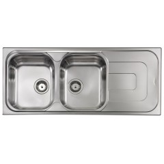 LAVELLO ACCIAIO INOX ANTIGRAFFIO PIZZICA 3" 116X50 2 VASCHE A DESTRA CM 011397 DCSSX