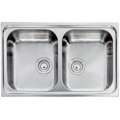 LAVELLO ACCIAIO INOX ANTIGRAFFIO COMETA 3" 79X50 2 VASCHE CM 011492 XCSSX