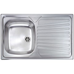 LAVELLO ACCIAIO INOX SPAZZOLATO MONDIAL 3" 79X50 1 VASCA A DESTRA CM 011541 DCSSX