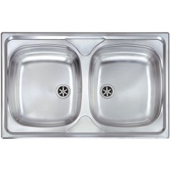 LAVELLO ACCIAIO INOX SPAZZOLATO MONDIAL 3" 79X50 2 VASCHE CM 011542 XCSSX