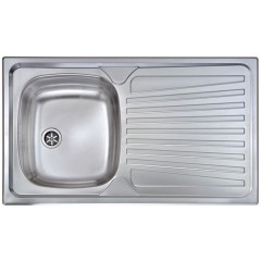 LAVELLO ACCIAIO INOX SPAZZOLATO MONDIAL 3" 86X50 1 VASCA A DESTRA CM 011543 DCSSX