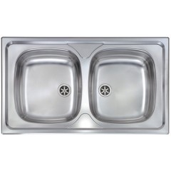 LAVELLO ACCIAIO INOX SPAZZOLATO MONDIAL 3" 86X50 2 VASCHE CM 011544 XCSSX