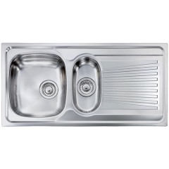 LAVELLO ACCIAIO INOX SPAZZOLATO MONDIAL 3" 100X50 2 VASCHE A DESTRA CM 011545 DCSSP