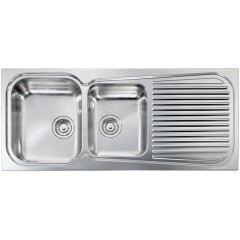 LAVELLO ACCIAIO INOX SATINATO MATICO 3" 116X50 2 VASCHE A DESTRA CM 011647 DCSSP