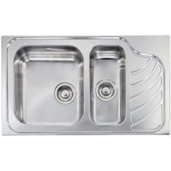 LAVELLO ACCIAIO INOX SATINATO EUREKA 3" 86X51 2 VASCHE A SINISTRA CM 011754 SCSSP