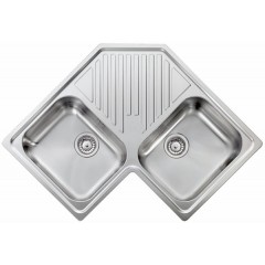 LAVELLO ACCIAIO INOX ANTIGRAFFIO ILARIA 3" 2 VASCHE ANGOLO CM 011890 XCSSP