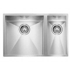 LAVELLO ACCIAIO INOX SATINATO FILO QUADRA 3" 61X45 2 VASCHE A DESTRA SLIM CM 011902 DCSSP