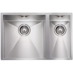 LAVELLO ACCIAIO INOX SATINATO FILO QUADRA 3" 67X45 2 VASCHE A DESTRA SOTTOTOP CM 011913 DCSSP