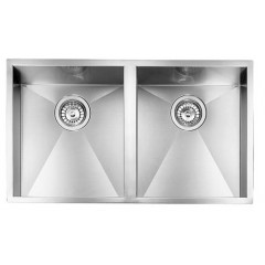 LAVELLO ACCIAIO INOX SATINATO FILO QUADRA 3" 77X45 2 VASCHE FILOTOP CM 011929 XCSSP